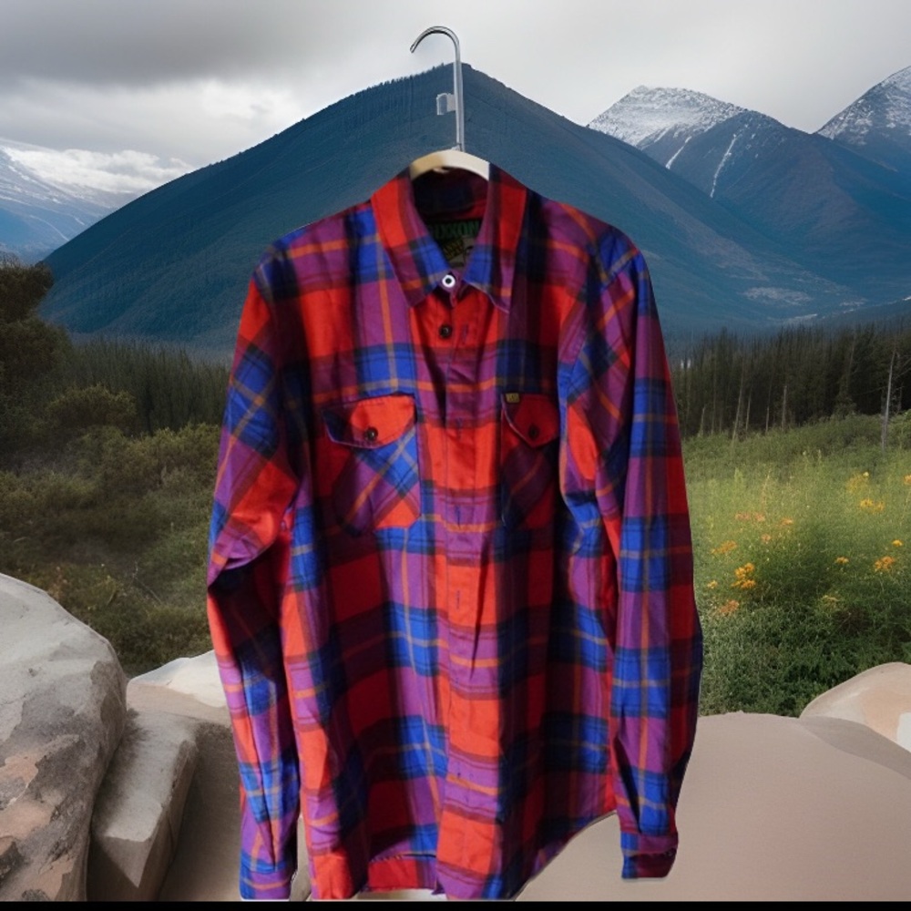 DIXXON The Bundy Bold Red and Blue Plaid Flannel XLT Men’s Long Sleeve Button Up